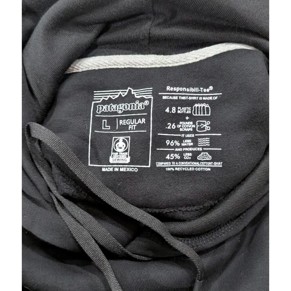 Patagonia Hoodie L Black “Protect Our Home Water” Trout Embroidered Pullover - Picture 6 of 6